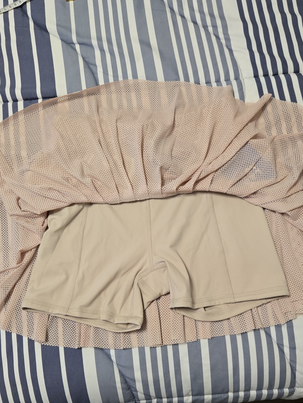 Women's Beige Mesh Layered Shorts Skirt - Picture 2 of 3